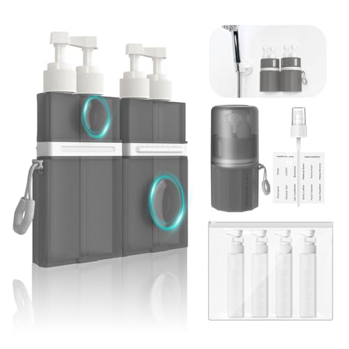 YOTIME 4in1 Travel Dispenser Bottle, TSA Approved Travel Size Containers - color: Gray