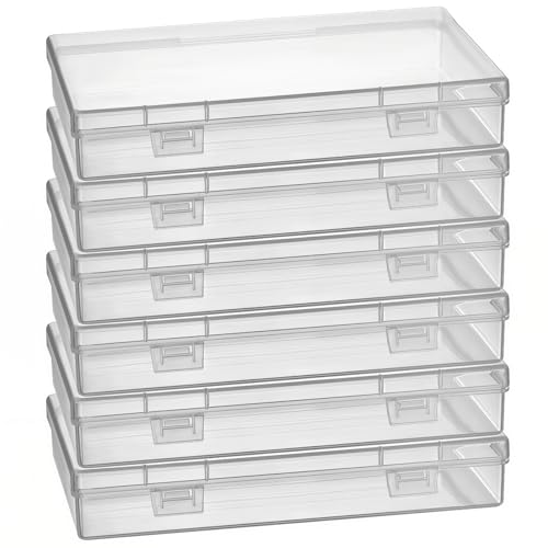 6 Pieces Rectangular Empty Mini Clear Plastic Organizer Box | 180 x 110 x 30 mm, Hinged Lids, For Small Items, Craft Projects - size: 180 x 110 x 30 mm