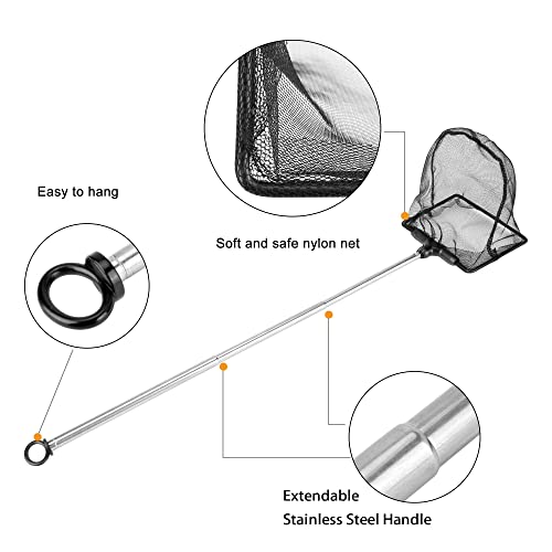 Aquarium Telescopic Fish Net with Extendable Handle Soft Mesh - size: 4 inch