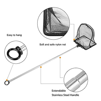 Aquarium Telescopic Fish Net with Extendable Handle Soft Mesh - size: 4 inch