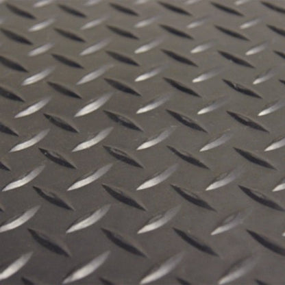 Rubber-Cal Diamond-Plate Rubber Flooring Roll - 3 mm x 4 ft x 4 ft Roll - Black - size: 48"L x 48"W x 0.1"Th