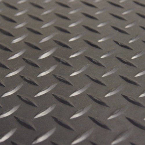Rubber-Cal Diamond-Plate Rubber Flooring Roll - 3 mm x 4 ft x 3 ft Roll - Black - size: 36"L x 48"W x 0.1"Th