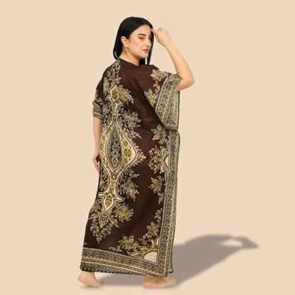 Women's Kaftan Dress – Loose Fit Maxi Gown – Kimono Style Beach Cover Up – Elegant Resort Wear and Nightwear - color: Brown
