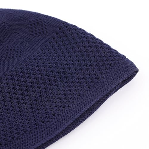 Muslim Kufi Hats for Men, Velvet Crochet Islamic Prayer Cap, Stretchable, Breathable Knit Skull Beanie,Standard Size - color: Zumrut - Mix 1