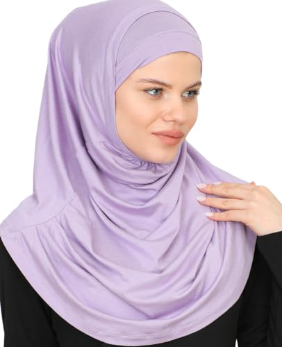 Prien Chic Ready To Wear Hijab For Women, Muslim Long Turban Undercap Set, Instant Scarf, Prayer Clothes For Girls, Abaya - color: Lilac