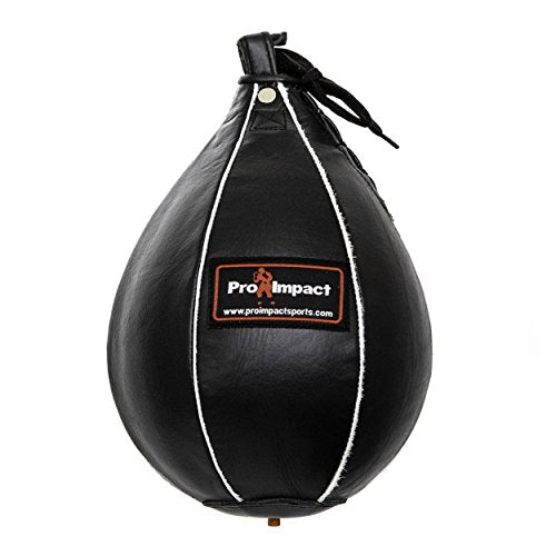 Leather Speed Bag – Rapid Rebound Pear-Shaped Punching Ball with Durable Latex Bladder for Boxing, MMA & Home Gym - color: Black, size: XS - 5"x7"