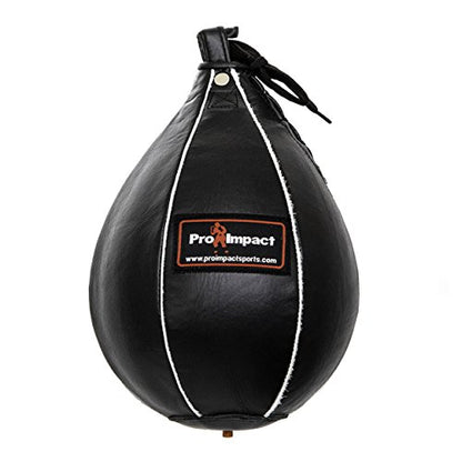 Leather Speed Bag – Rapid Rebound Pear-Shaped Punching Ball with Durable Latex Bladder for Boxing, MMA & Home Gym - color: Black, size: M - 7"x10"