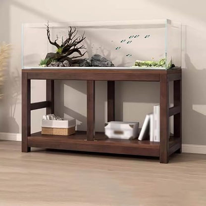 20 30 40 55 70 Gallon Long Aquarium Stand - Reptile Breeder Turtle Terrarium Stand Rack - 70cm Tall Aquarium Stand Furniture/Double Fish Tank Stand with Shelf（Brown-lxwxh-39.3x19.6x27.5）