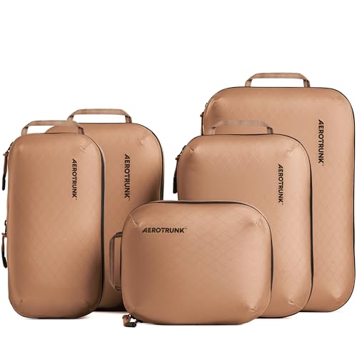 Aerotrunk Ultralight Compression Packing Cubes for Travel, 6-Pack, Mocha - color: Mocha, size: 6-Pack