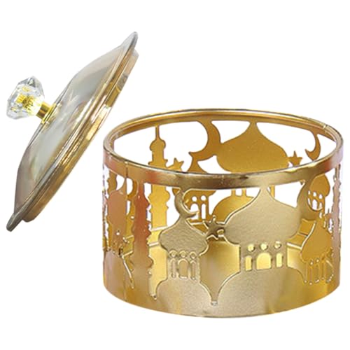 Zerodeko Eid Candy Tray Metal Serving Plate for Ramadan Snacks Decorative Middle Eastern Style Snack Candy Tray for Home Kitchen Dining Table 3.5 Inch