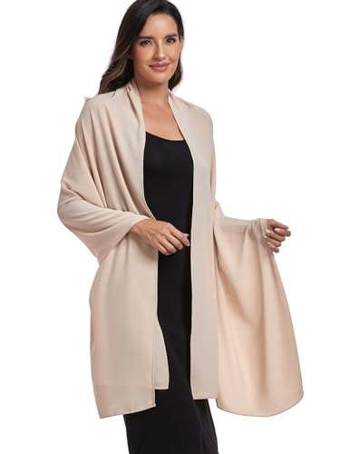 Chiffon Shawl and Wraps for Women Warm Scarves Wedding Evening Bridal Scarfs Pashmina Shawls - color: Champagne