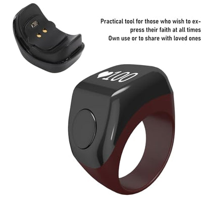 Finger Smart Tally Counter Ring, Muslim Digital Azan Alarm Clock, Vibration Reminder, Touch Control, 0.42in Screen, for Nice Islamic Gift - color: Coffee