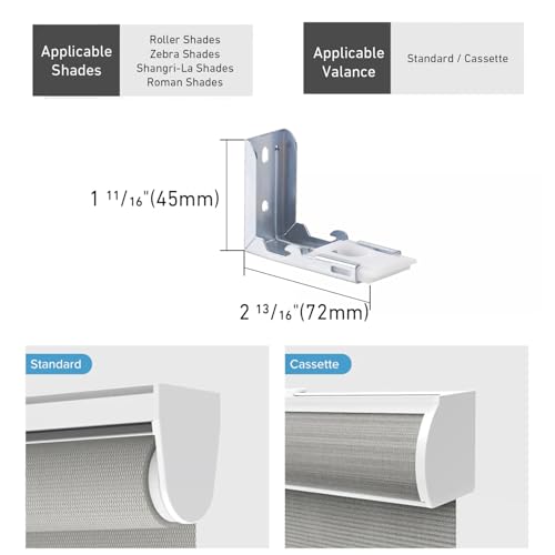 Zebra Shades Metal Blinds Mounting Bracket - Heavy Duty Support for 1-1/2"(38mm) Zebra Shades and Blinds- 4 Pack(No Screws Included)