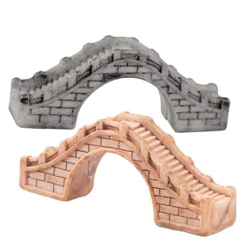 Holibanna 2pcs Artificial Landscape Bridge Ornament Resin Arch Bridge Aquarium Supplies for Fish Tank Decor