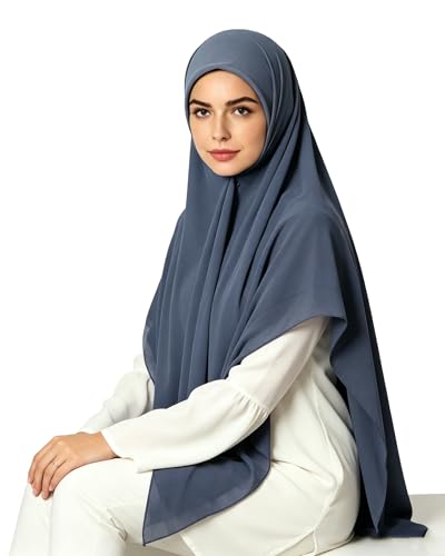 Lina & Lily Premium Chiffon Hijab Head Scarf Shawl Wrap for Muslim Women Square 58'' x 58'' - color: Slate Gray