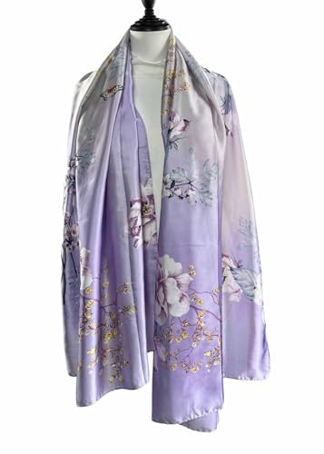 Xyueanlo Scarfs for Women Lightweight Scarves Fashion Print Floral Pattern Head Scarf Wraps Shawls - color: Purple