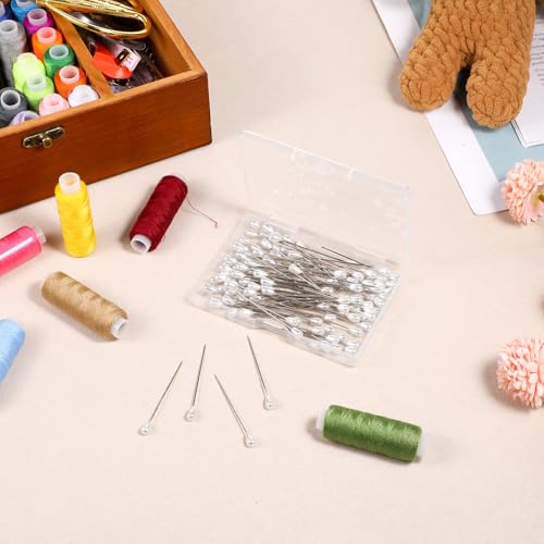 100 Pcs Teardrop Corsage Pins, 55mm/2.2 Inch Long Straight Pearl Head Sewing Pins for Corsage, Bouquet, Hat, Ribbon Flowers, Dressmaking, Fabric, Knit & Crochet Crafts, Wedding Decorations