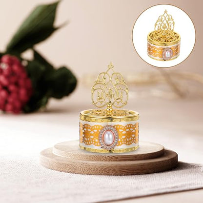 BESTonZON 6pcs Eid Mubarak Plastic Candy Favor Boxes with Lace Design, Small round Treat Containers for Ramadan Party, Wedding, and Islamic Festive Food Storage