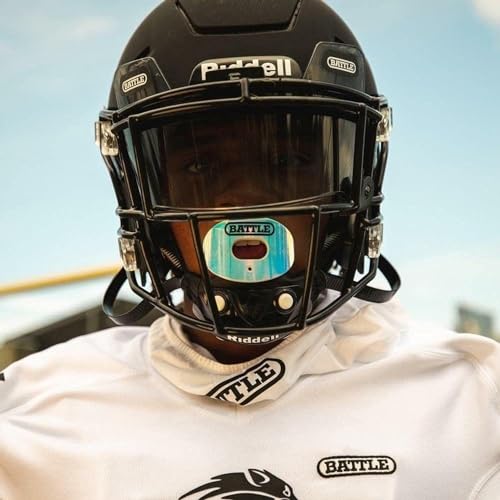 Battle Sports Iridescent Oxygen Football Mouthguard, Graffiti | Maximum protection, Safe secure comfortable fit, Breathable built-in airflow channels, No boil required, Advanced composite - color: Graffiti