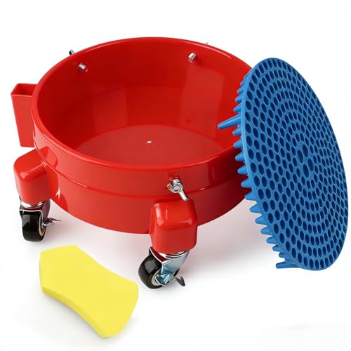 Bucket Dolly 5 Gallon with Wheels,360°Rolling Car Wash Buckets Dolly for 2.5 to 5 Gallon Buckets with Bucket Insert,Cleaning Brush,Supports Up to 300 lbs - size: C