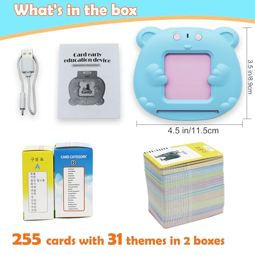 MAYAPHILOS 510 Words English and Korean Talking Flash Cards Bilingual, Educational Toy, Korean Language Learning Toys Pocket Speech for Toddlers - size: 510 Words Korean and English