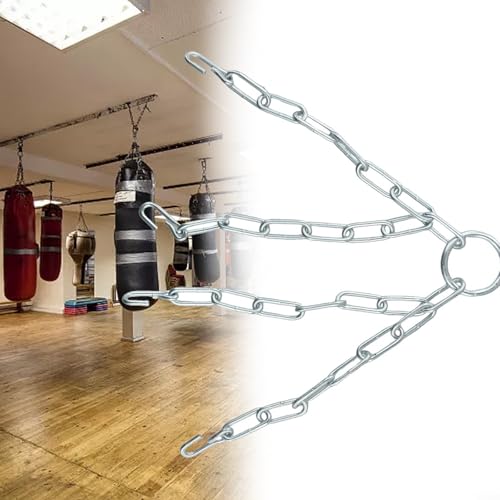 FABULETTA Zinc Galvanized Heavy Bag Chain for Boxing and MMA, 12 Inch Punching Bag Hanger with 4 S-Hooks, Rust Resistant Metal Replacement Chain for Home Gym Training Equipment