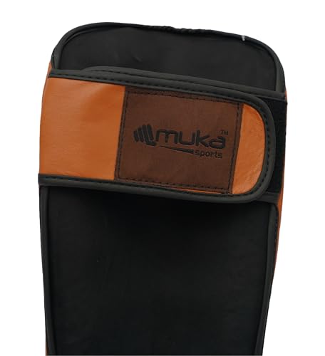 Muay Thai Shin Guards - Leather Leg Instep Protection Pads - Martial Art Kicking Sparring Training Gear for BJJ Karate, Boxing, Taekwondo, Kickboxing/MMA Training (Pair) - color: Brown, size: Large