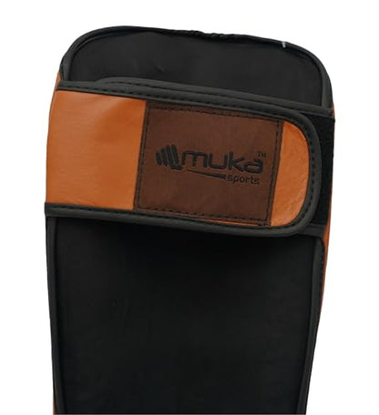 Muay Thai Shin Guards - Leather Leg Instep Protection Pads - Martial Art Kicking Sparring Training Gear for BJJ Karate, Boxing, Taekwondo, Kickboxing/MMA Training (Pair) - color: Brown, size: Large