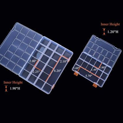 3 Pack Mixed Size Clear Plastic Storage Box Organizer Case with Fixed Compartment for Small Parts, Jewelry, Diamond, Craft Supplies, Sewing Kit, DIY Accessories - size: Mixed Size