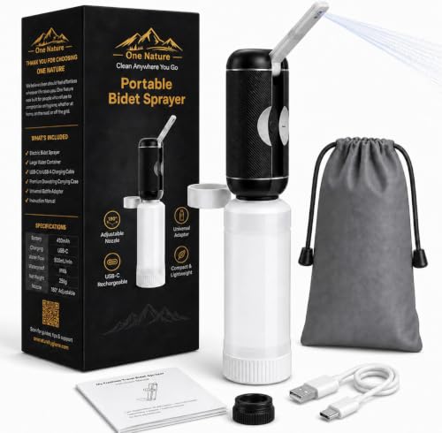 Travel Bidet, Portable Bidet Sprayer ONE NATURE 500mL/m IPX6 Waterproof Electric High Pressure Handheld Bidet Sprayer USB-C Rechargeable for Women Men Baby Bidet Peri Bottle Postpartum Clean (Black) - color: Black