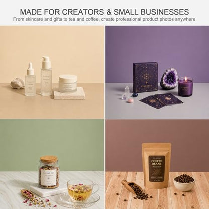 Photo Backdrop Board for Product Photography, 16.5 x 11.7 inch | 10 Double-Sided Backdrops, 20 colors and textures for beauty, jewelry, candles, handmade goods and small product photography - color: light