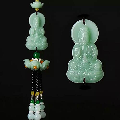 Car Hanging Decor Dangling Ornaments Auto Vehicle Rearview Mirror Pendant Crystal Lotus Amulet Pray for Luck Safety (Kwan-yin) - color: Kwan-yin