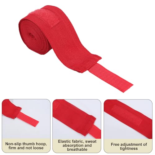CREATCABIN 6pcs Boxing Hand Wrap Inner Glove 200In Thumb Loop Bandage Elasticated Padded Fist Under Mitt Protection Muay Thai MMA Kickboxing Martial Art Punching Training for Men Women Black Red White
