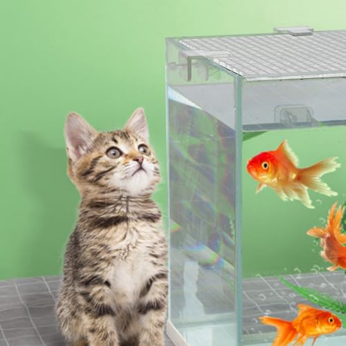 Aquarium Lid 4Pcs 12x12 Gridding Fish Tank Lid Anti-Jump Cat-Proof Aquarium Hood with 6 Clamp Breathable Cuttable Nonopaque Fish Tank Cover