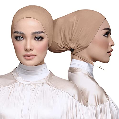 3 Pieces Adjustable Muslim Inner Under Hijab Cap with Ties Back Islamic Under Scarf Bonnet Caps Chemo Cap - color: Purple