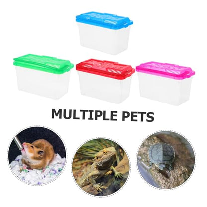 UKCOCO 4Pcs Mini Transparent Aquarium Box with Handle Portable Pet Carrier for Small Fish Turtles and Reptiles for Home Decor and Pet Transport