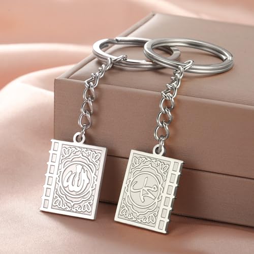 Keychain with Allah Square-shaped Keychain Islam Surah Koran Muslim Amulet Allah Keyrings Religious Keychain Jewelry - color: Allah-k-s