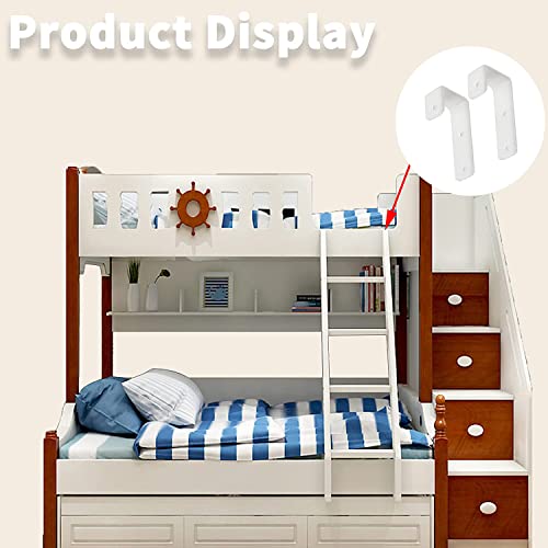 4 Pack Bunk Bed Ladder Hook, Inside 1" Kids Bunk Bed Replacement Hardware, White PVC Metal Loft Bed Ladder Hooks, Camper/Rv Bunk Ladder J Brackets with 2 Size Screws (4 Pcak, White) - color: White, size: 4 Pack