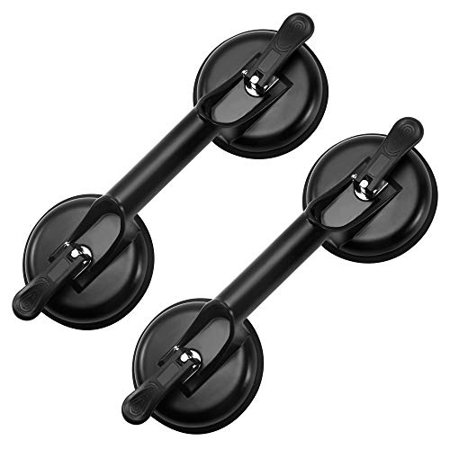 FCHO Glass Suction Cup Heavy Duty Lifter for Glass Dent Repair 2 Pack Black | Heavy Duty Aluminum Glass Suction Cup, Aluminum Handle With Hooks, For Large Glass Tile Moving, Lifting Panel Dent Fixing Rep - color: Black
