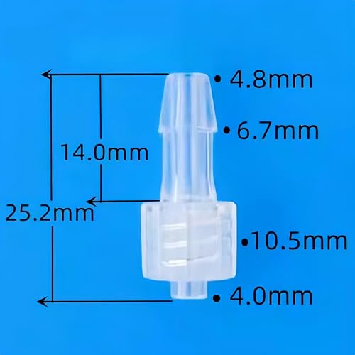 Male Luer Lock 3/16" Polycarbonate Hose Barb Adapter for Laboratory Biochemical Analytical Instruments, Food Machinery and Aquarium Equipment, 100pcs
