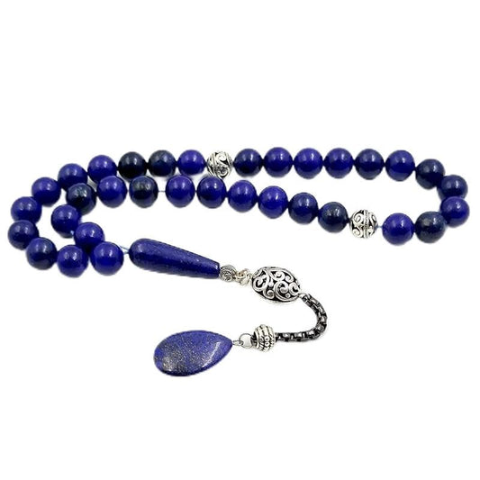 ALBASHAN Tasbih Lapis lazuli MUSLIM prayer beads 33beads bracelet misbaha - size: 10mm x 45 beads