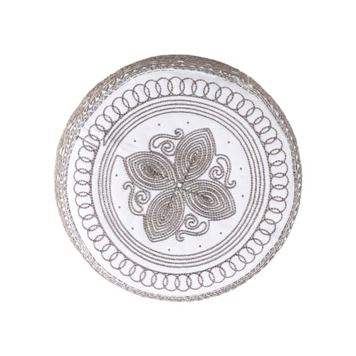 haozaikeji 4pcs Men's Muslim Prayer Kufi Hat Embroidered Islamic Prayer Cap Arabian Omani Turkish Praying Caps Eid Topi Hat - color: Gold+white+grey+brown
