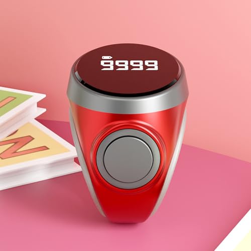 Tasbih Counter Zikr Rings, Smart Tasbeeh Counter, Rechargeable Electronic Digital Tasbih Counter Rings 3 Size(18/20/22mm), Finger Counter for Muslims, Prayer, Reminder - color: Red