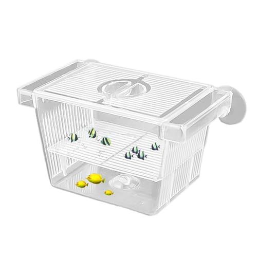 1/2 Fish Acclimation Box - Acrylic Hatchery Incubator Tank, Fish Breeder Box with 2 Suction Cups | Easily Install Breeding Isolation Box, Floating Breeding Box for Baby Fishes Shrimp Betta Guppy - size: Small