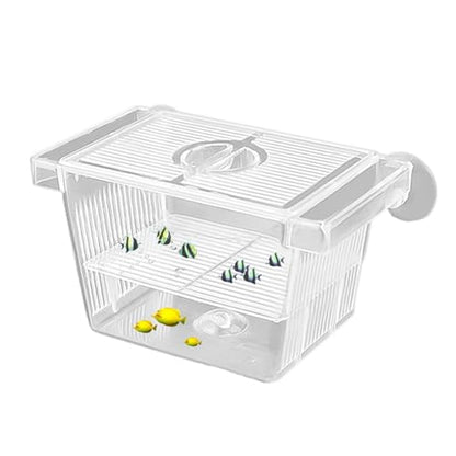 1/2 Fish Acclimation Box - Acrylic Hatchery Incubator Tank, Fish Breeder Box with 2 Suction Cups | Easily Install Breeding Isolation Box, Floating Breeding Box for Baby Fishes Shrimp Betta Guppy - size: Small