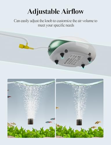 boxtech Aquarium Air Pump, Oxygen Fish Air Pump with Adjustable Air Valve, Fish Tank Air Pump with Accessories Tube, Bubble Stone and Check Valve, Tank Aerator Kit - style: 1 Outlet,1-30 Gallon