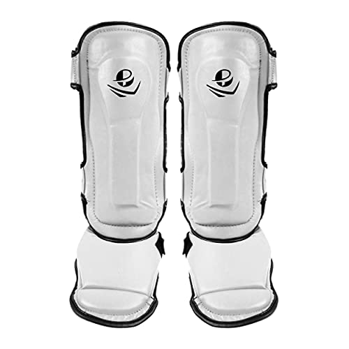 PFG Classic Shin Instep Guard for Boxing MMA Muay Thai Training - color: White, size: Large-XLarge