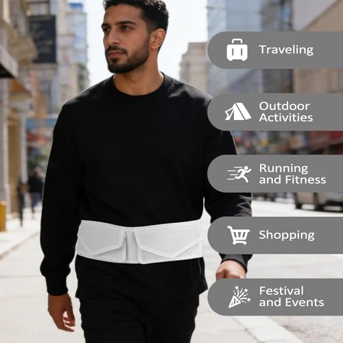 Ihram Belt for Men,Multi-Pocket Adjustable Waist Bag,Ideal for Ihram for Umrah Men,Umrah Essentials