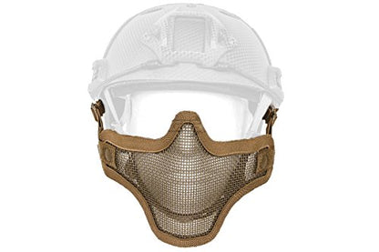 DLP Tactical Quick Release Mesh Steel Face Mask for ARC Rail Equipped Fast/ACH/MICH Combat Helmet - color: Tan