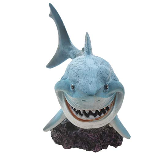 emours Resin Shark Fish Tank Decor Aquarium Ornament Home Decoration,Small